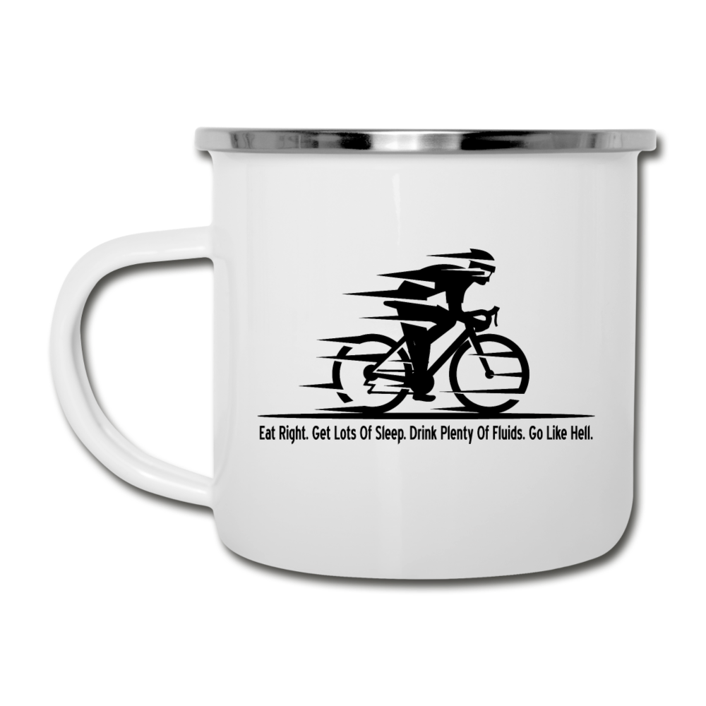 Eat RIght - Cycling - Black - Camper Mug - white