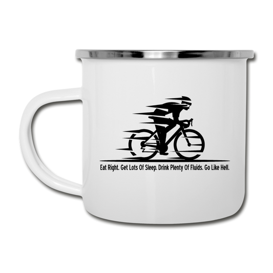 Eat RIght - Cycling - Black - Camper Mug - white