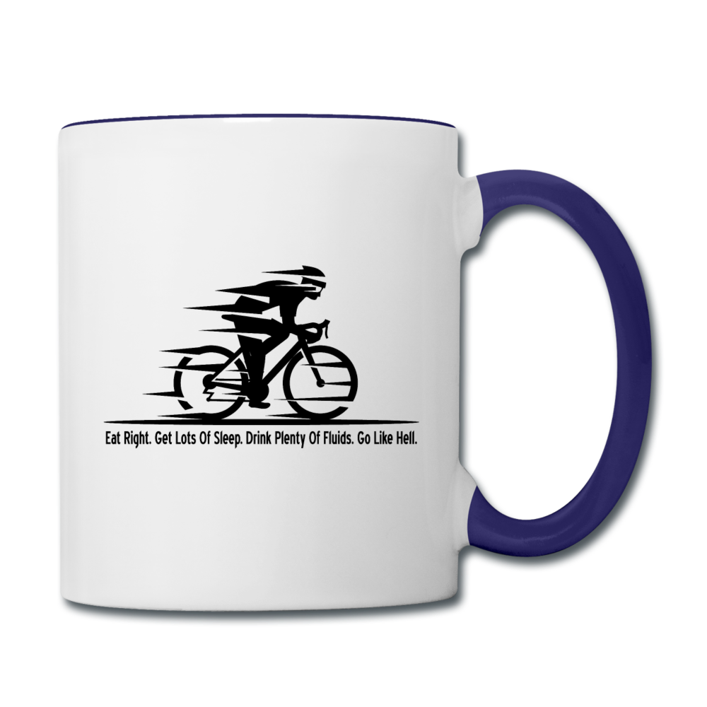 Eat RIght - Cycling - Black - Contrast Coffee Mug - white/cobalt blue