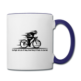 Eat RIght - Cycling - Black - Contrast Coffee Mug - white/cobalt blue