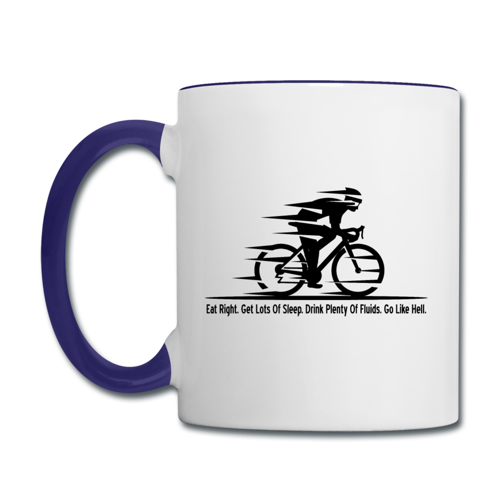 Eat RIght - Cycling - Black - Contrast Coffee Mug - white/cobalt blue