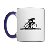Eat RIght - Cycling - Black - Contrast Coffee Mug - white/cobalt blue