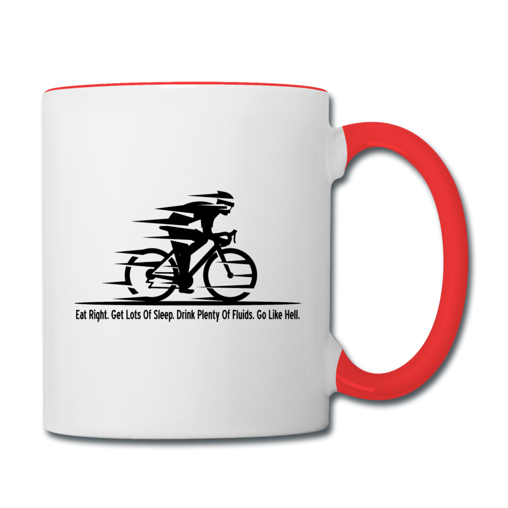 Eat RIght - Cycling - Black - Contrast Coffee Mug - white/red