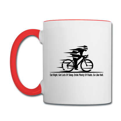 Eat RIght - Cycling - Black - Contrast Coffee Mug - white/red