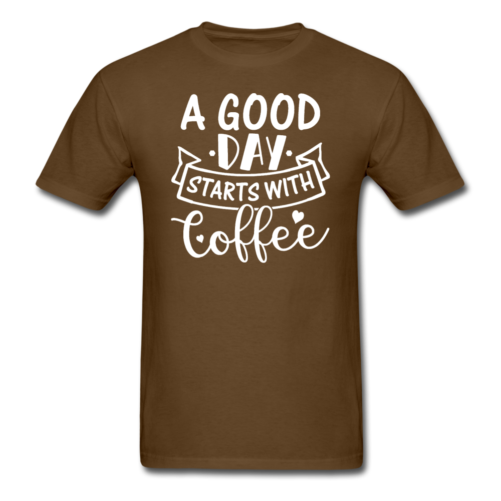 A Good Day Starts With Coffee - White - Unisex Classic T-Shirt - brown