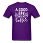 A Good Day Starts With Coffee - White - Unisex Classic T-Shirt - purple