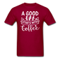 A Good Day Starts With Coffee - White - Unisex Classic T-Shirt - dark red