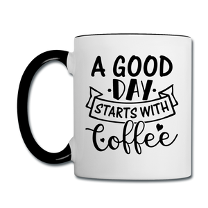 A Good Day Starts With Coffee - Black - Contrast Coffee Mug - white/black