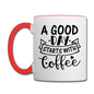 A Good Day Starts With Coffee - Black - Contrast Coffee Mug - white/red