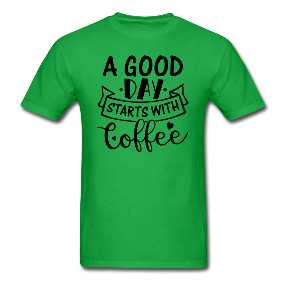 A Good Day Starts With Coffee - Black - Unisex Classic T-Shirt - bright green