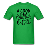 A Good Day Starts With Coffee - Black - Unisex Classic T-Shirt - bright green
