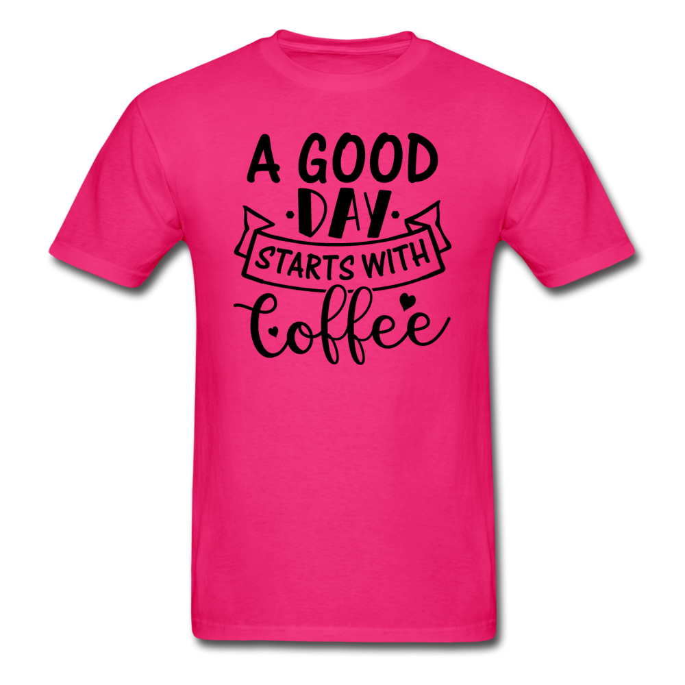 A Good Day Starts With Coffee - Black - Unisex Classic T-Shirt - fuchsia