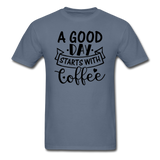 A Good Day Starts With Coffee - Black - Unisex Classic T-Shirt - denim