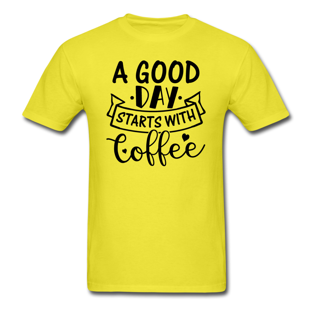 A Good Day Starts With Coffee - Black - Unisex Classic T-Shirt - yellow