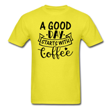 A Good Day Starts With Coffee - Black - Unisex Classic T-Shirt - yellow