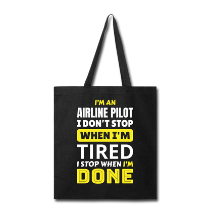 Airline Pilot - Tired - Tote Bag - black