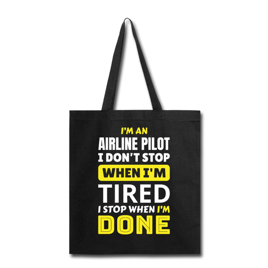 Airline Pilot - Tired - Tote Bag - black