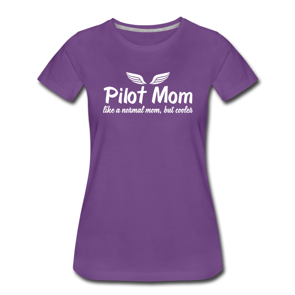 Pilot Mom - Cooler - White - Women’s Premium T-Shirt - purple