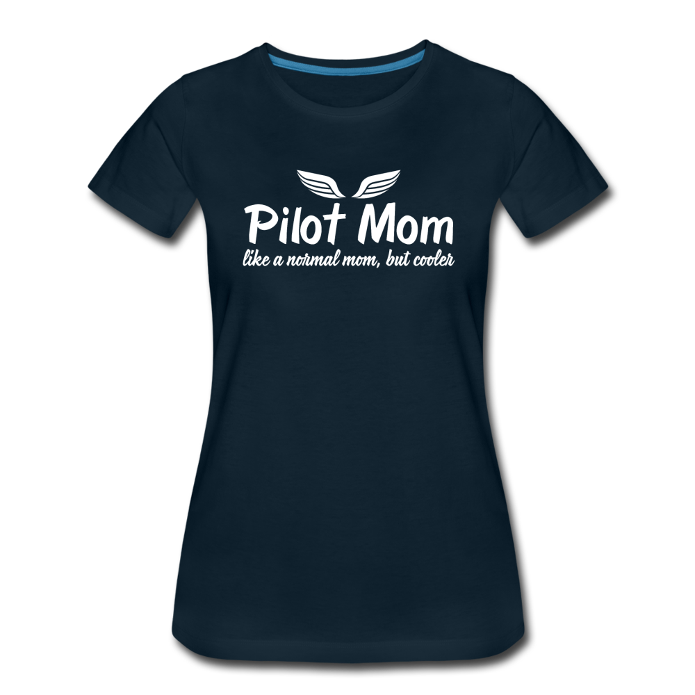 Pilot Mom - Cooler - White - Women’s Premium T-Shirt - deep navy