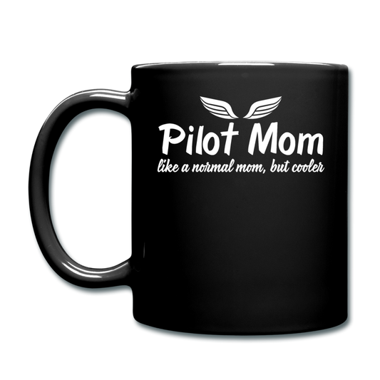 Pilot Mom - Cooler - White - Full Color Mug - black