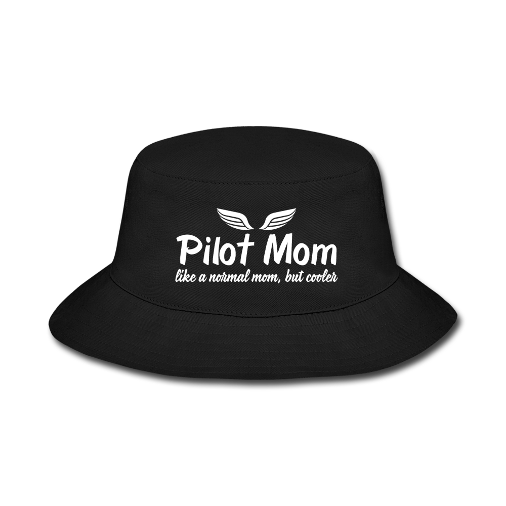 Pilot Mom - Cooler - White - Bucket Hat - black