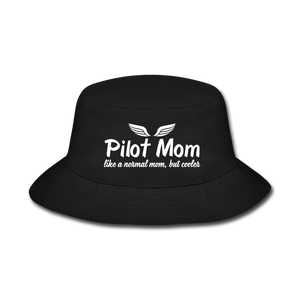 Pilot Mom - Cooler - White - Bucket Hat - black