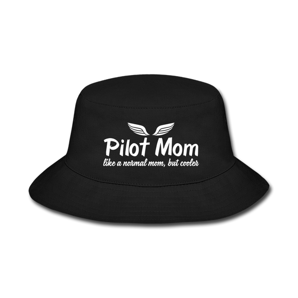 Pilot Mom - Cooler - White - Bucket Hat - black