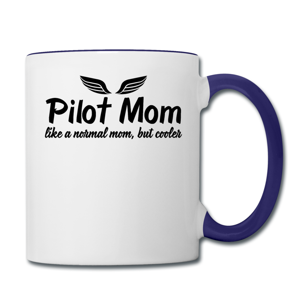 Pilot Mom - Cooler - Black - Contrast Coffee Mug - white/cobalt blue