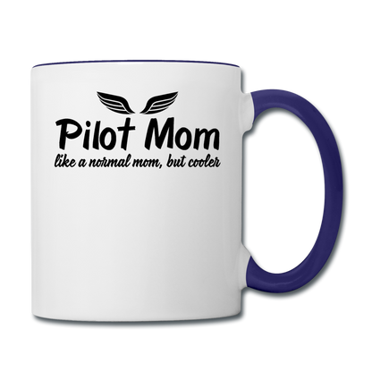 Pilot Mom - Cooler - Black - Contrast Coffee Mug - white/cobalt blue