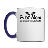 Pilot Mom - Cooler - Black - Contrast Coffee Mug - white/cobalt blue
