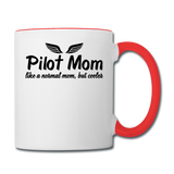Pilot Mom - Cooler - Black - Contrast Coffee Mug - white/red