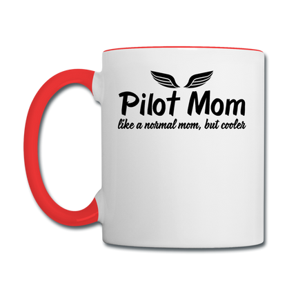 Pilot Mom - Cooler - Black - Contrast Coffee Mug - white/red