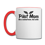Pilot Mom - Cooler - Black - Contrast Coffee Mug - white/red