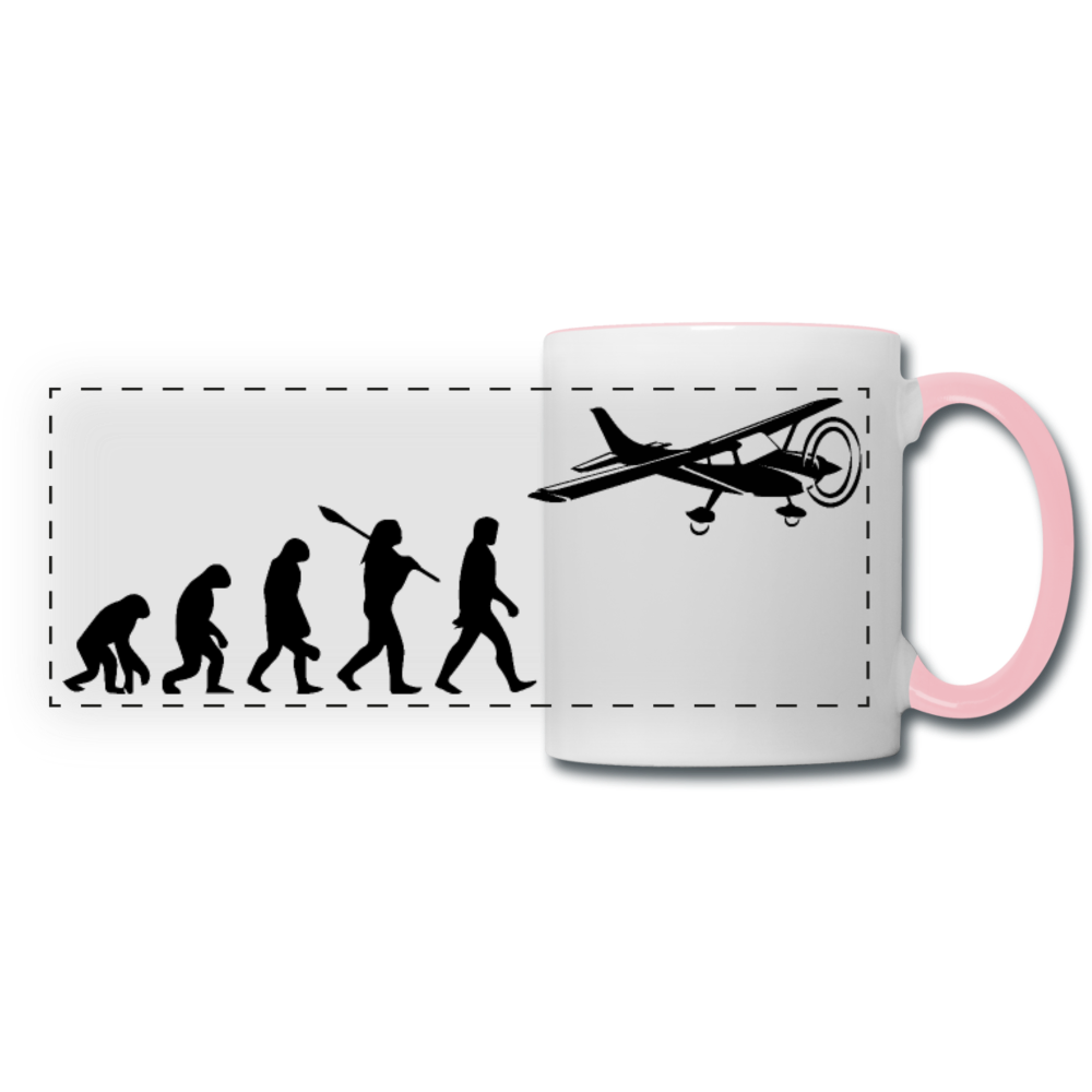 Evolution - Airplane - Black - Panoramic Mug - white/pink