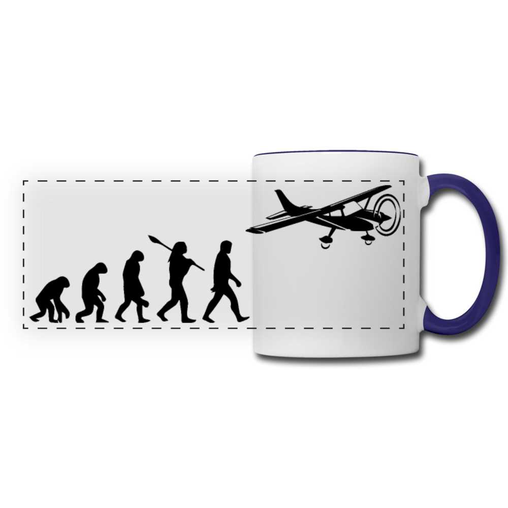 Evolution - Airplane - Black - Panoramic Mug - white/cobalt blue