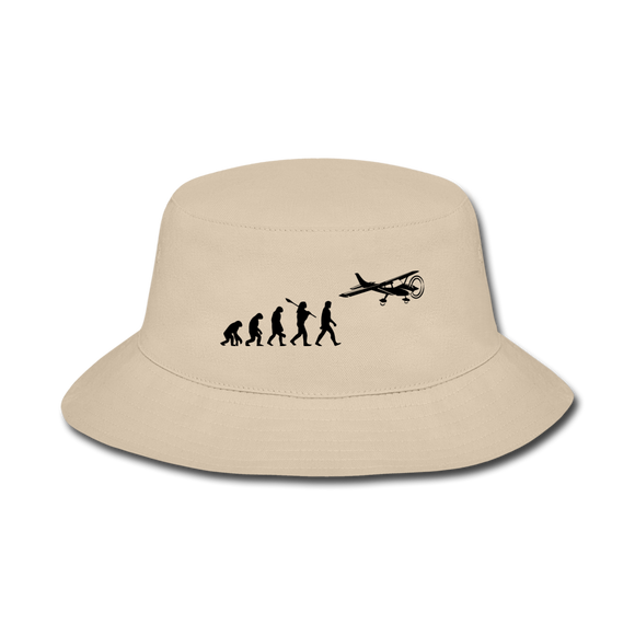 Evolution - Airplane - Black - Bucket Hat - cream