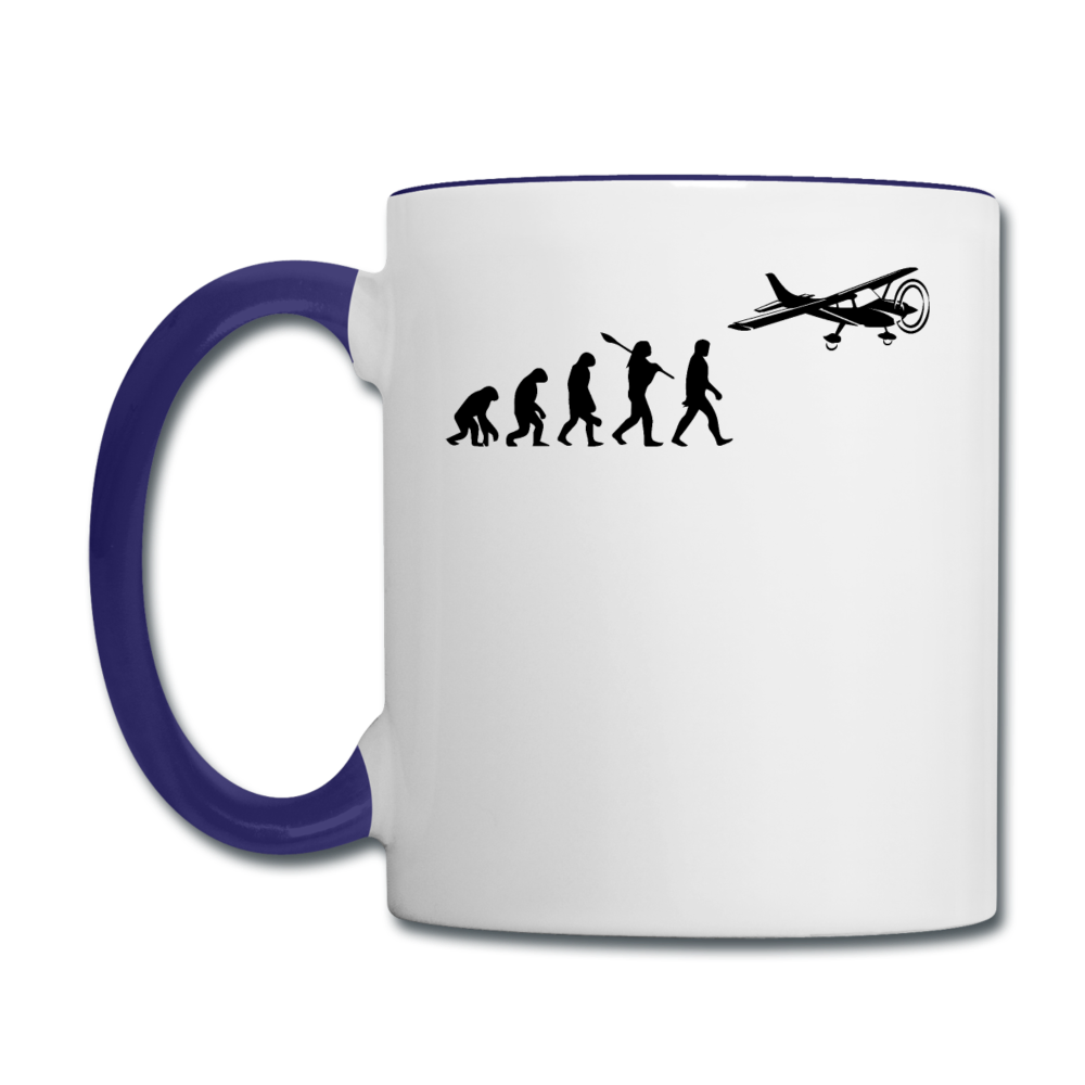 Evolution - Airplane - Black - Contrast Coffee Mug - white/cobalt blue