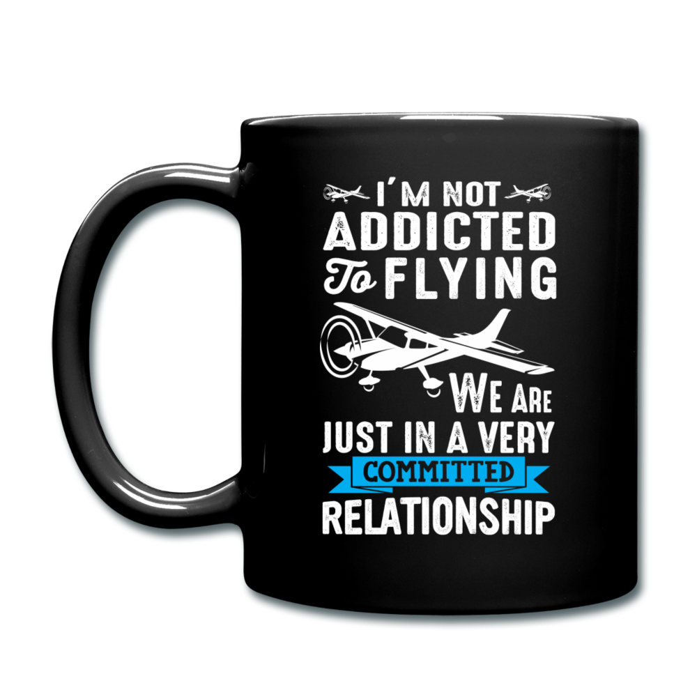 Not Addicted To Flying - White - Full Color Mug - black