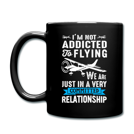 Not Addicted To Flying - White - Full Color Mug - black