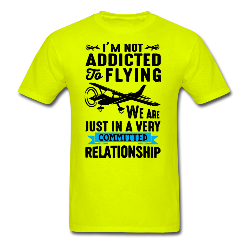 Not Addicted To Flying - Black - Unisex Classic T-Shirt - safety green