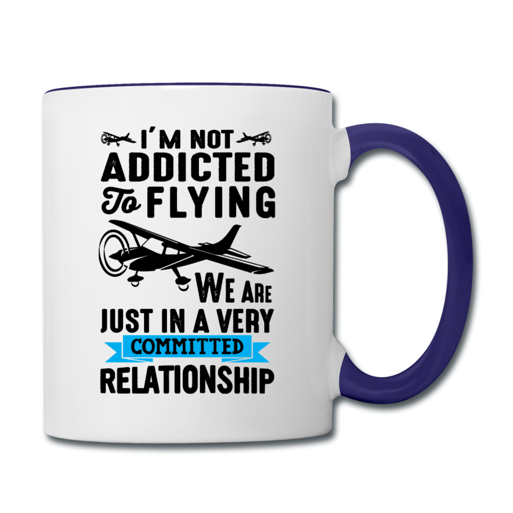 Not Addicted To Flying - Black - Contrast Coffee Mug - white/cobalt blue