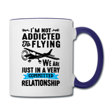 Not Addicted To Flying - Black - Contrast Coffee Mug - white/cobalt blue