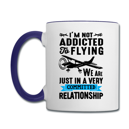 Not Addicted To Flying - Black - Contrast Coffee Mug - white/cobalt blue