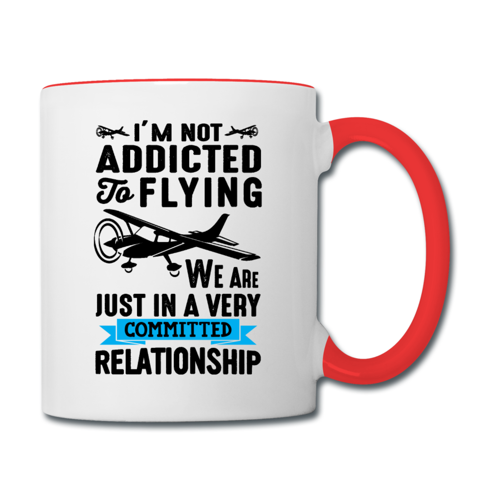 Not Addicted To Flying - Black - Contrast Coffee Mug - white/red