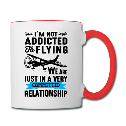 Not Addicted To Flying - Black - Contrast Coffee Mug - white/red