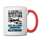 Not Addicted To Flying - Black - Contrast Coffee Mug - white/red