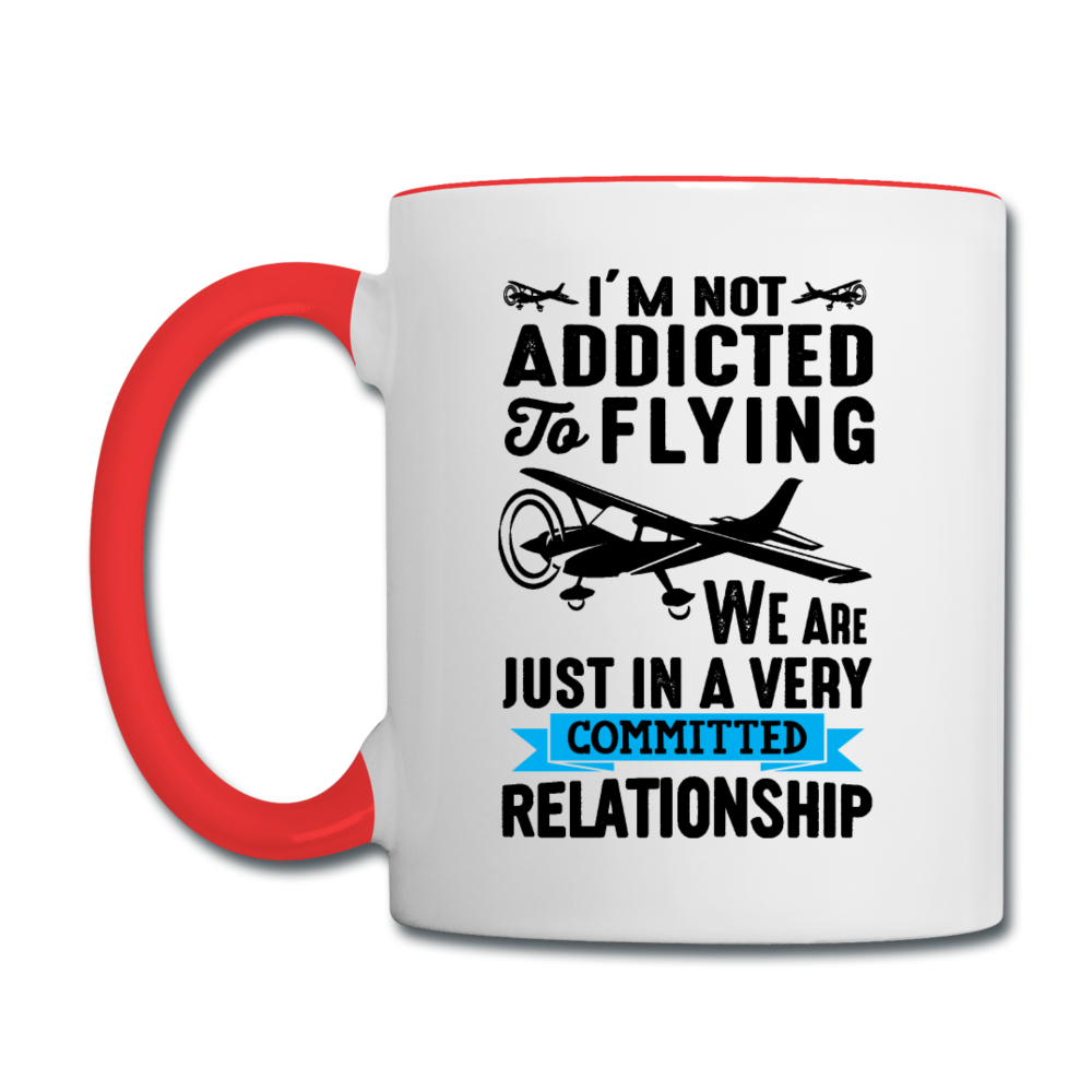 Not Addicted To Flying - Black - Contrast Coffee Mug - white/red