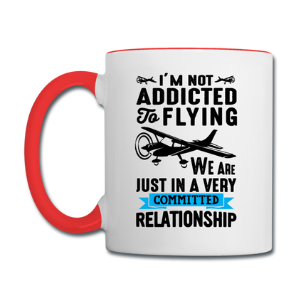 Not Addicted To Flying - Black - Contrast Coffee Mug - white/red