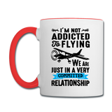 Not Addicted To Flying - Black - Contrast Coffee Mug - white/red