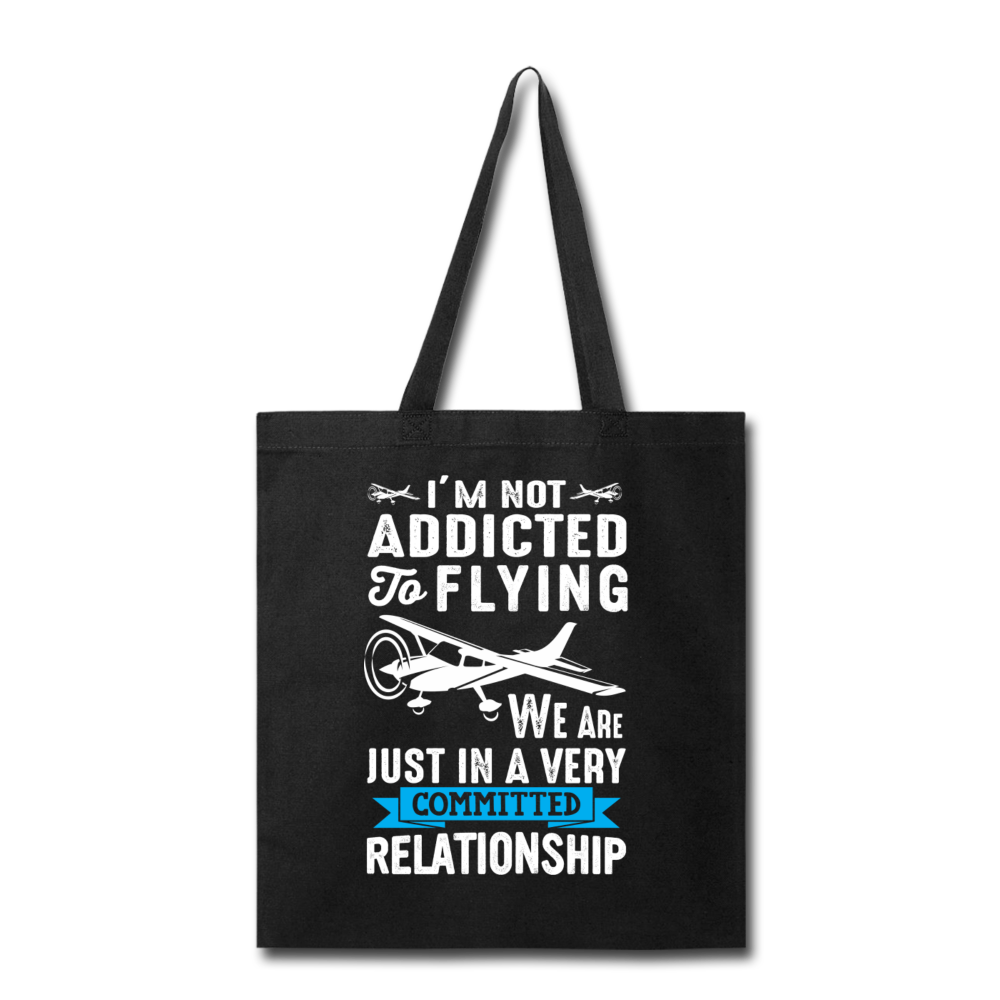 Not Addicted To Flying - White - Tote Bag - black